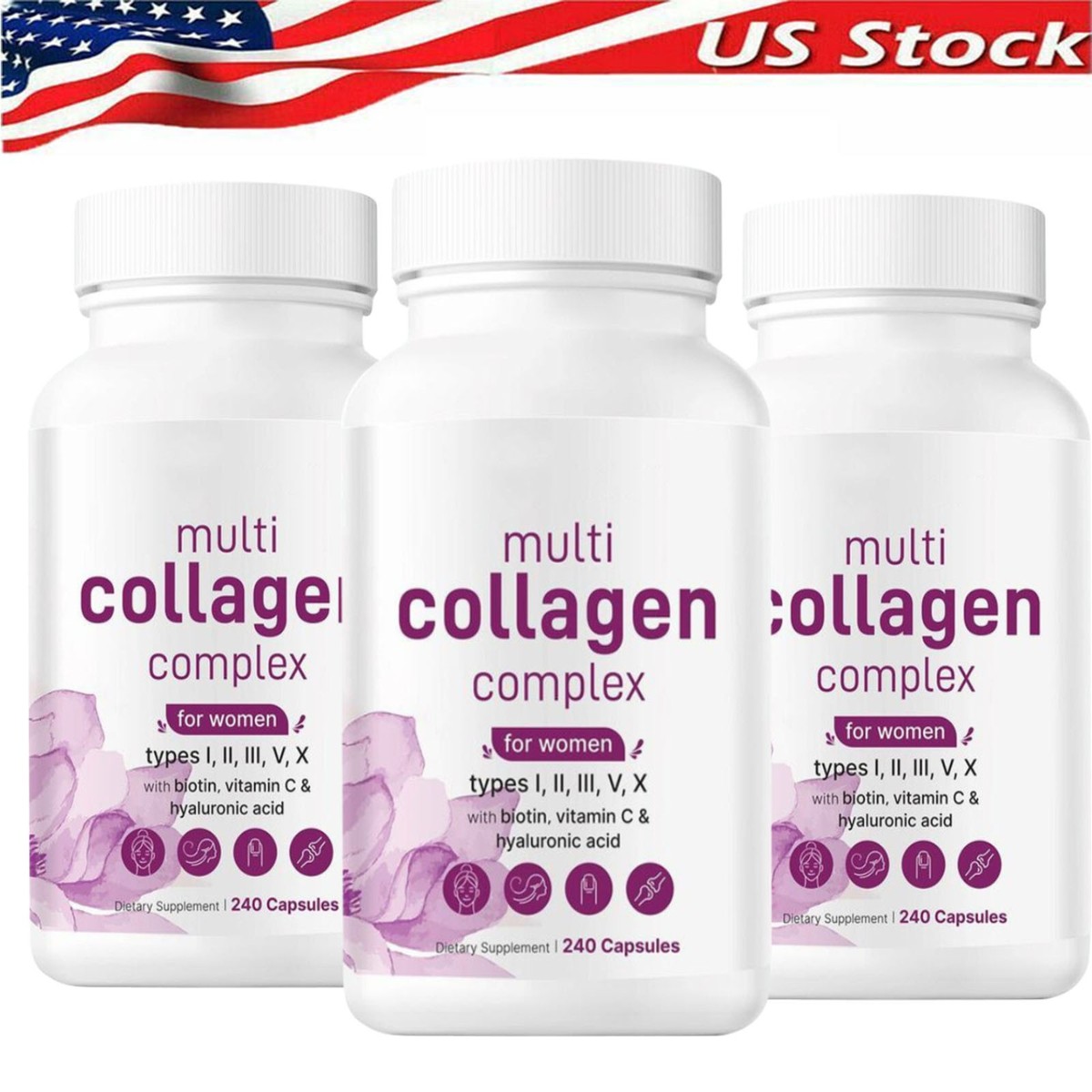 Multi-Collagen Complex, For Women, 240 capsules 1-3*Bottle