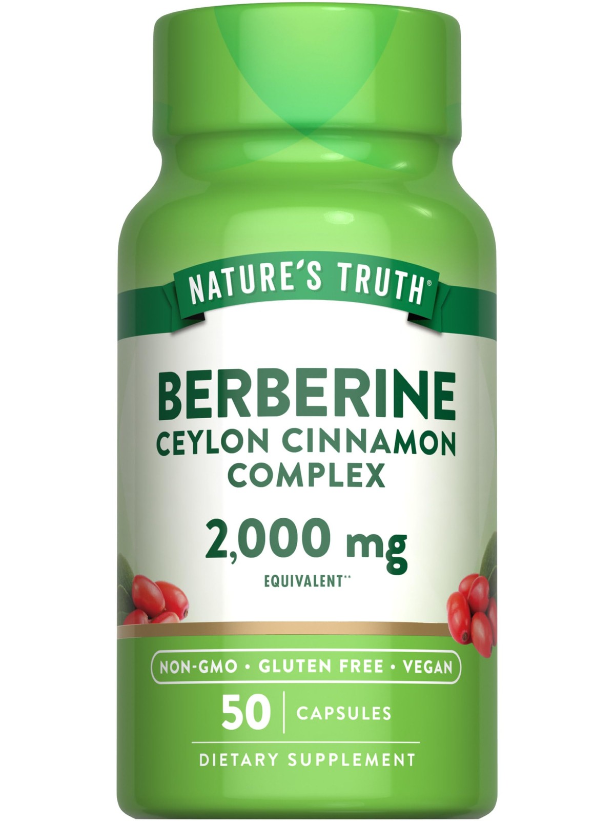 Nature’s Truth Berberine with Ceylon Cinnamon Complex | 2,000mg | 50 Vegan