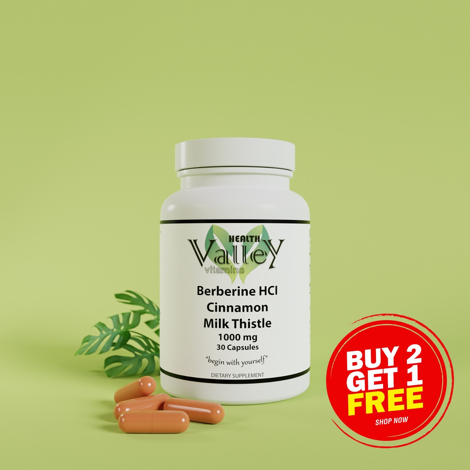 Berberine HCI, Cinnamon, Milk Thistle Extracts 1000mg, Lose Weight