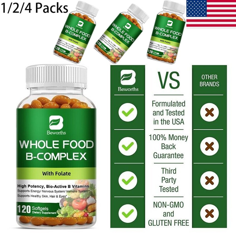 Vitamin B Complex 120 Capsules ,&Vitamin C B2,,B6,B12, Immune Support Pills