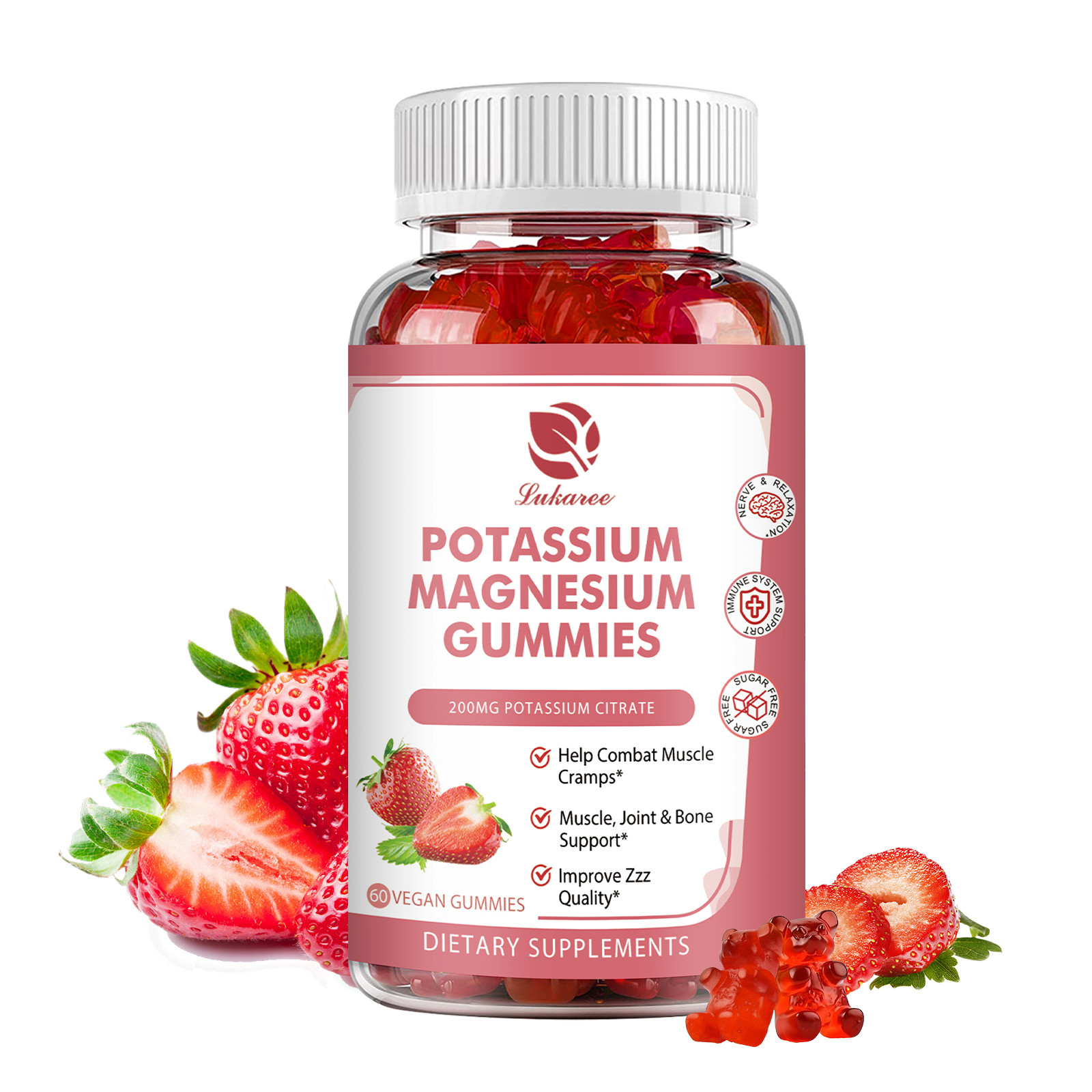 Potassium Magnesium Gummies Magnesium Glycinate 500Mg for Adults and Kids