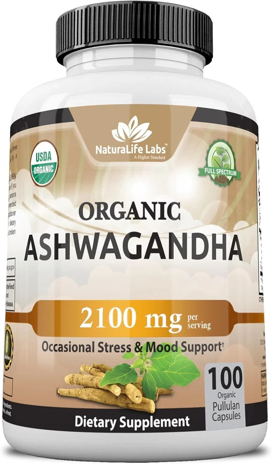 NaturaLife Labs Organic Ashwagandha 2100mg – 100 vegan capsules 02/27