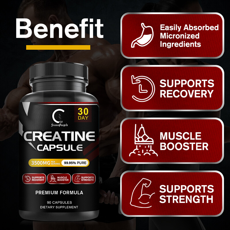 Pure Creatine Monohydrate Pills – 90 Bodybuild Capsules-3500MG Per Serving