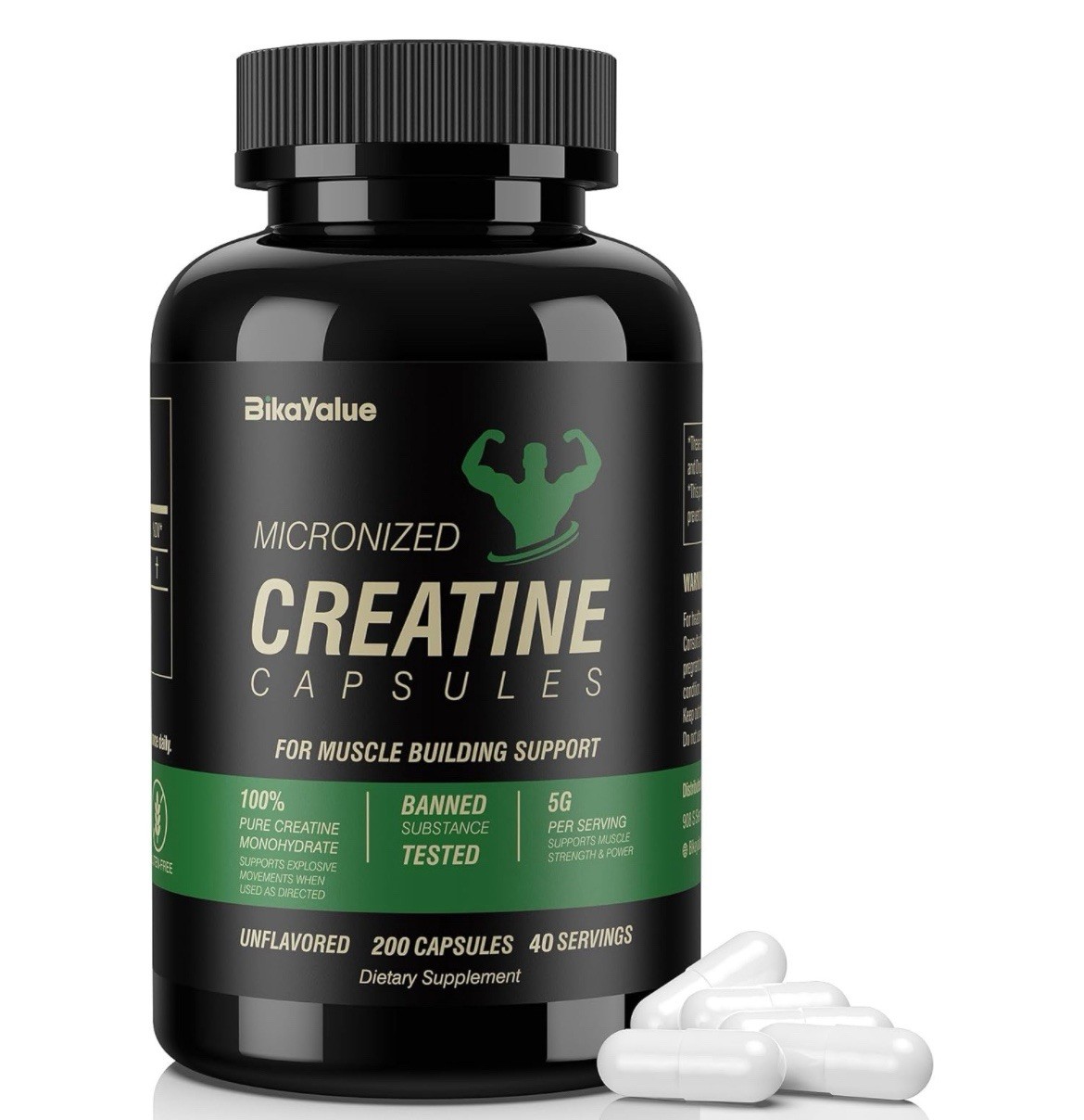 Bikayalue Creatine Monohydrate Supplement Micronized Capsules 200 CAPSULES