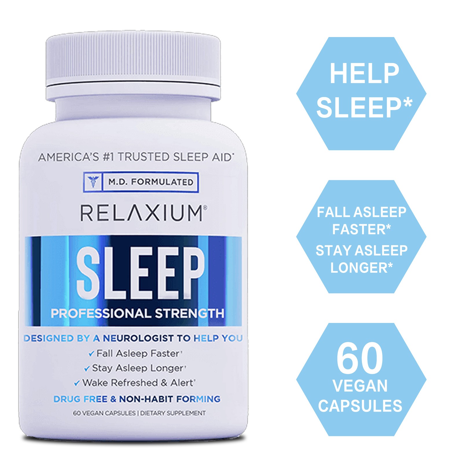 Relaxium Sleep – L-Tryptophan, Magnesium – Fall Asleep Faster, Wake Refreshed