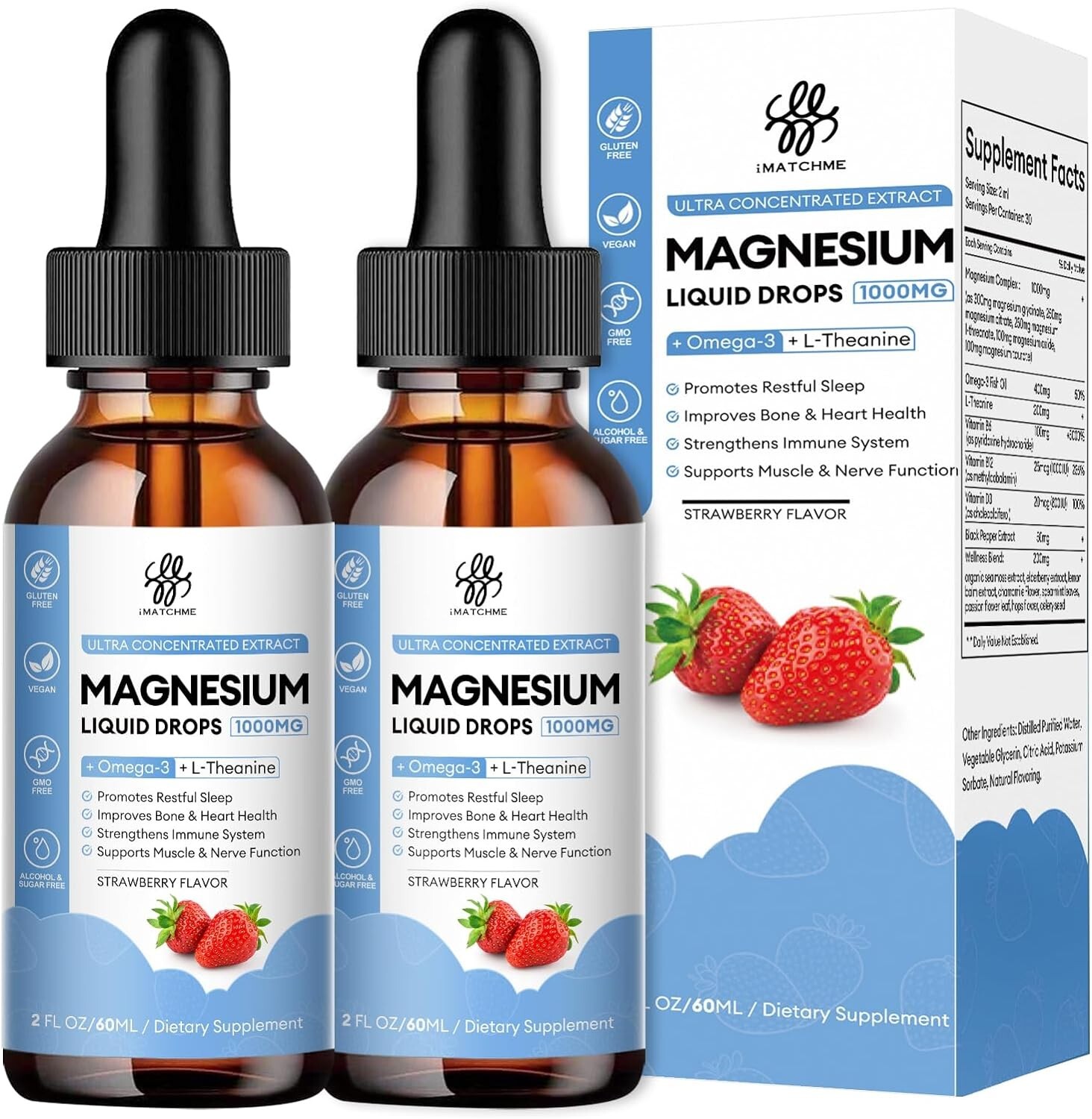 2Pack Liquid Magnesium Magnesium Glycinate Liquid Drops Heart Bone Immune Health