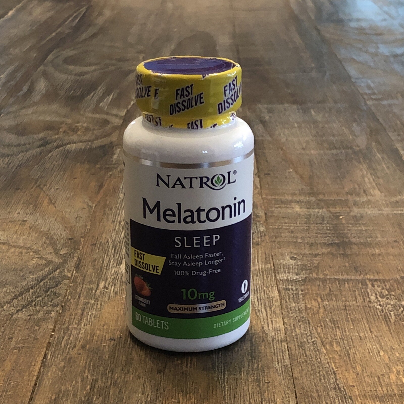 Natrol Melatonin Fast Dissolve Tablets, Strawberry Flavor, 10mg, 60 Count