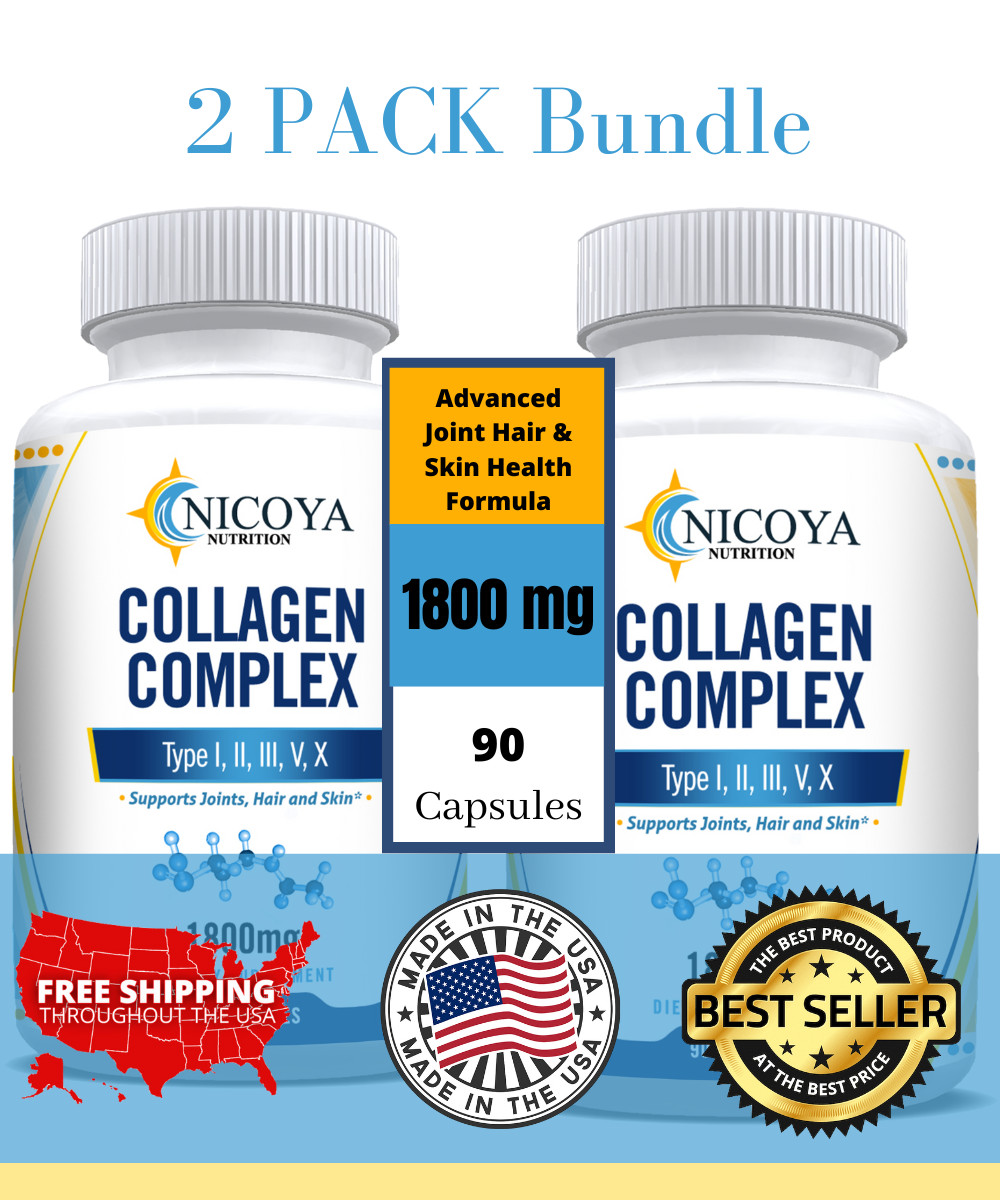 Collagen Peptides Pills 1800MG- Hydrolyzed for all Hair Types I,II,III,V,X   2PK