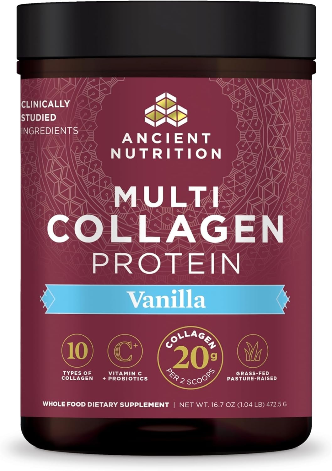 Ancient Nutrition Multi Collagen Protein Powder – Vanilla, 45 Servings, Vitamin