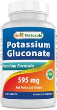Potassium Gluconate 595mg 250 Tablets Mineral Supplement Non GMO Gluten Free
