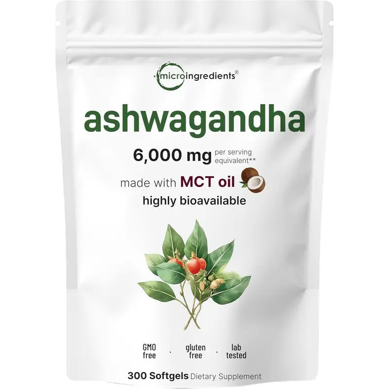 Ashwagandha ]6,000mg Per Serving | 300gels Coconut MCT Oil
