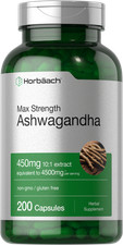 Ashwagandha Capsules 4500mg | 200 Capsules | Non-GMO, Gluten Free | by Horbaach