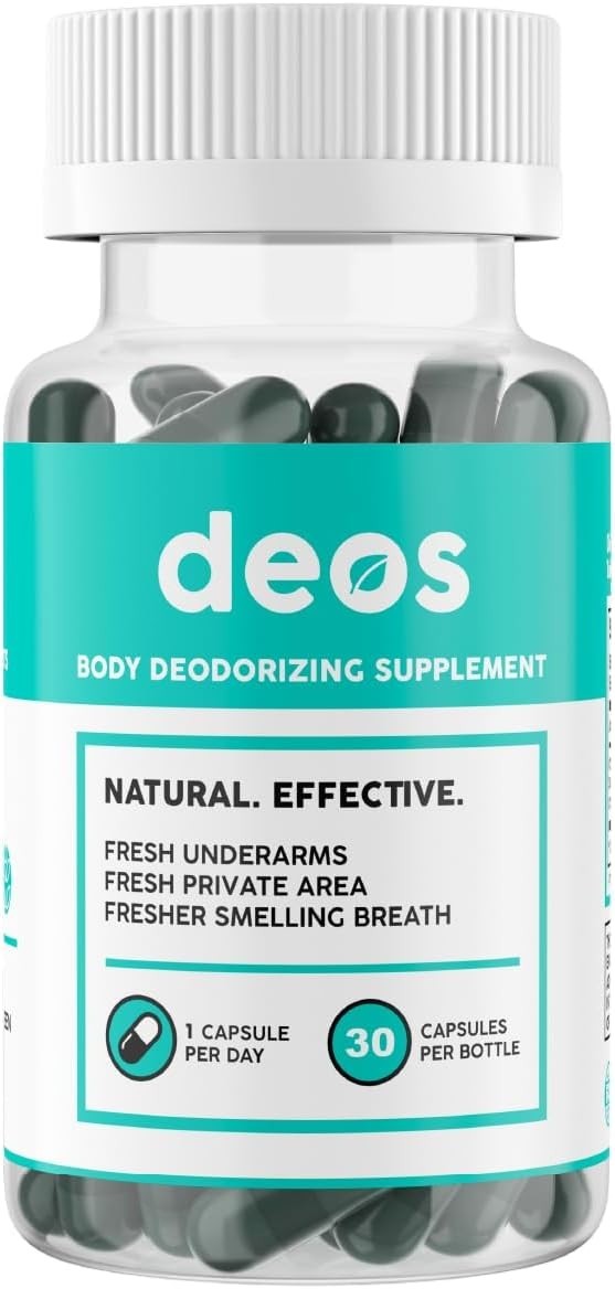 DEOS Internal Deodorant Supplement Natural Chlorophyll Caps for Odor Control 30