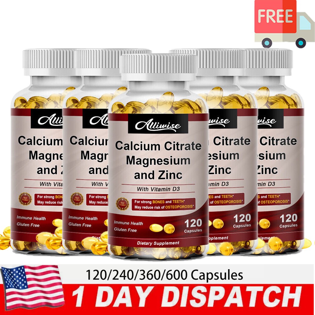 Calcium Magnesium Zinc with Vitamin D3 For Bone Health Muscle  120-600Capsules