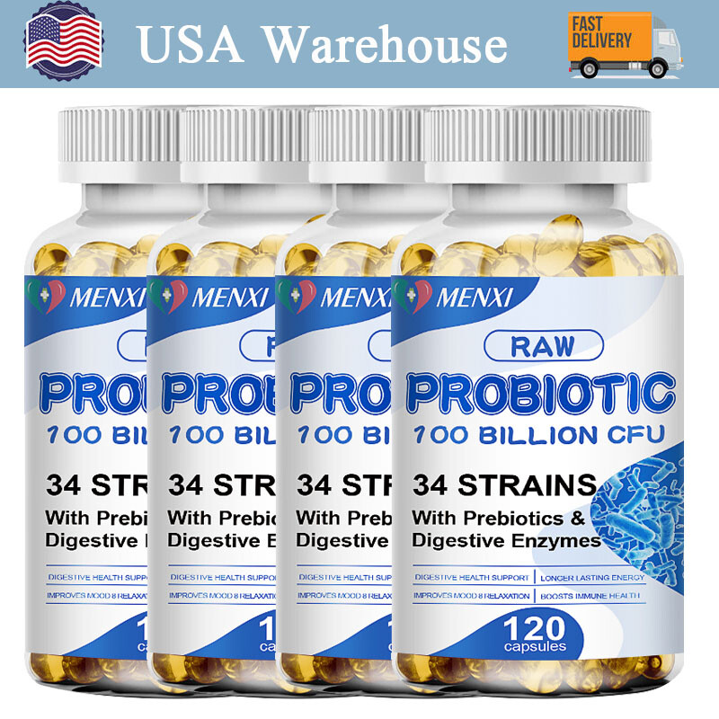 100 Billion Probiotics CFU Potency Gut Health Probiotic Supplement 1-4 Bottles