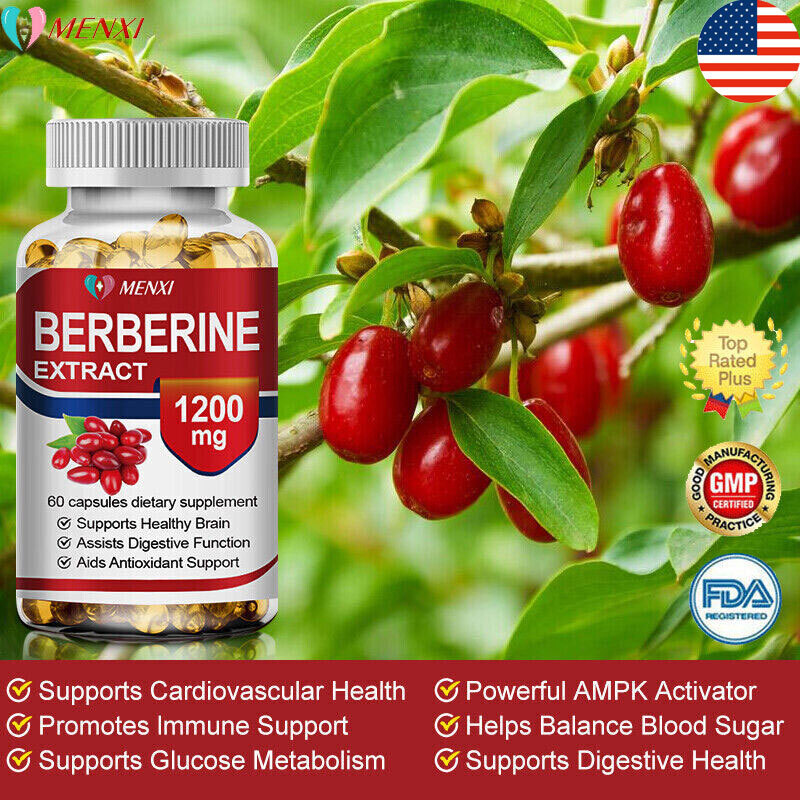 Berberine HCl Complex Premium Extract Cholesterol heart health 1200mg 60 Capsule