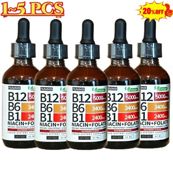 Vitamin B12 and B6 Liquid Drops, B12 Sublingual B Complex -B12 5000mcg 60ml