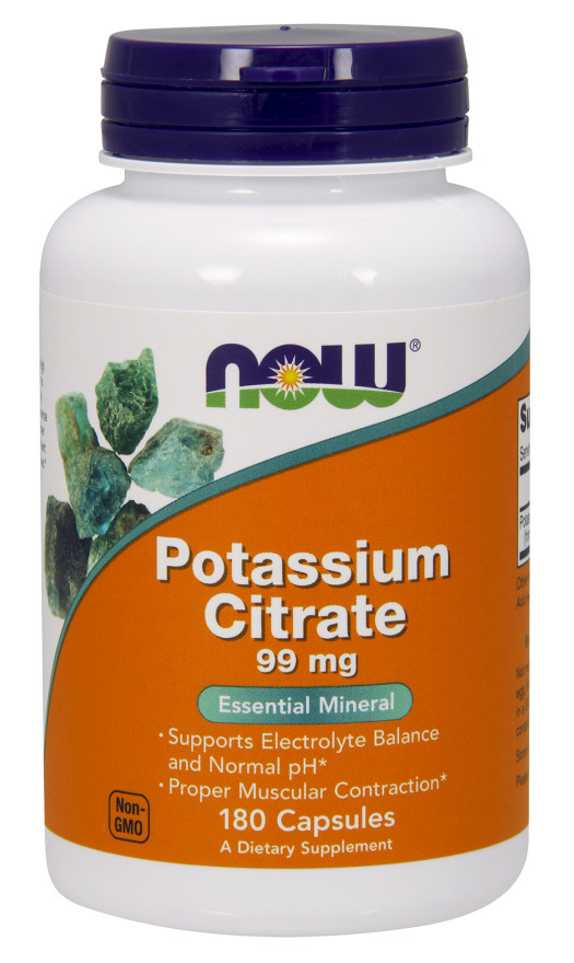 NOW Foods Potassium Citrate Electrolyte pH Balance 180 Caps 03/27EXP FREE SHIP
