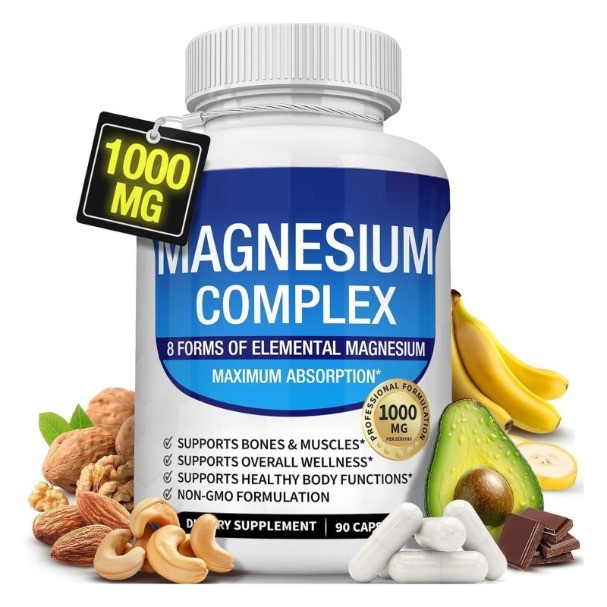 Magnesium Complex 7 Elemental Magnesium Supplement 1000mg Non-GMO 90 Capsules