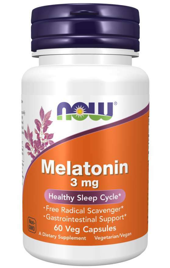 NOW Foods Melatonin 3mg 60 Caps Sleep Aid Gastrointestinal Support 04/2028EXP