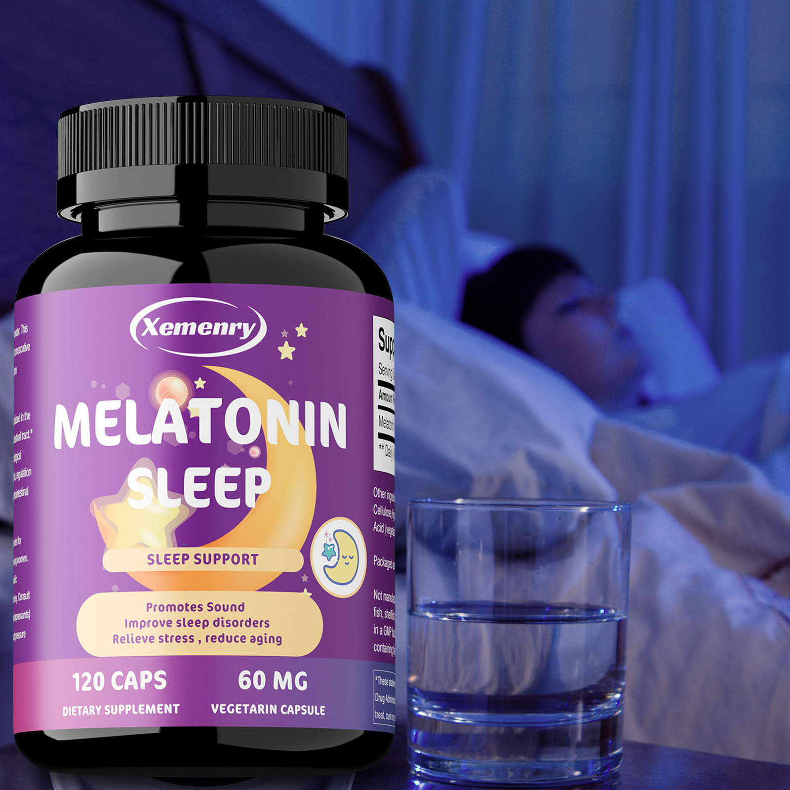 Melatonin 60mg – Night Sleep Aid, Fall Asleep Faster, Improve Sleep Quality