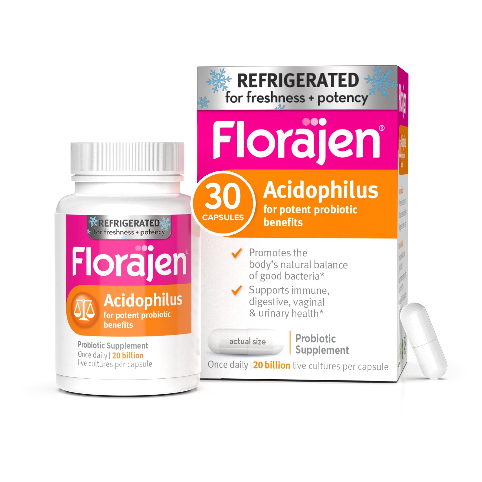 Florajen Acidophilus High Potency Refrigerated Probiotics | Supports Overall