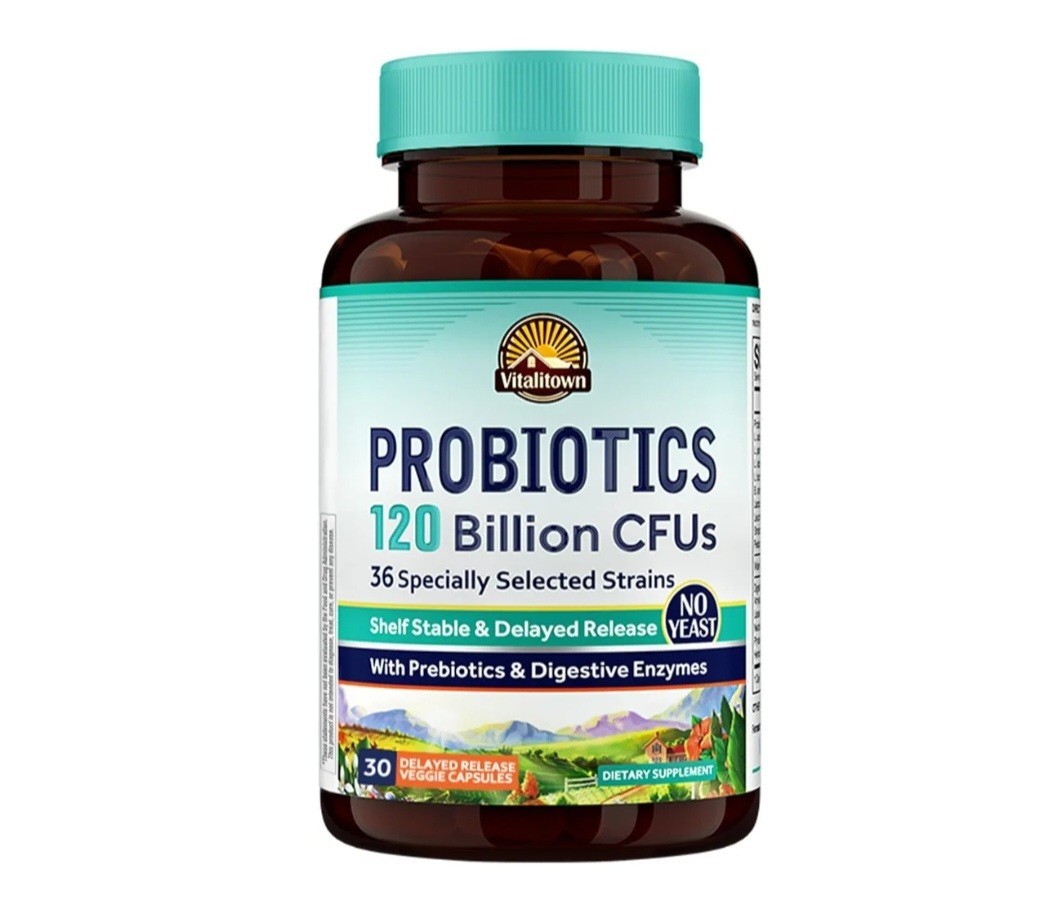 VITALITOWN Probiotics 120 Billion CFUs | 36 Strains, with Prebiotics & Digestive
