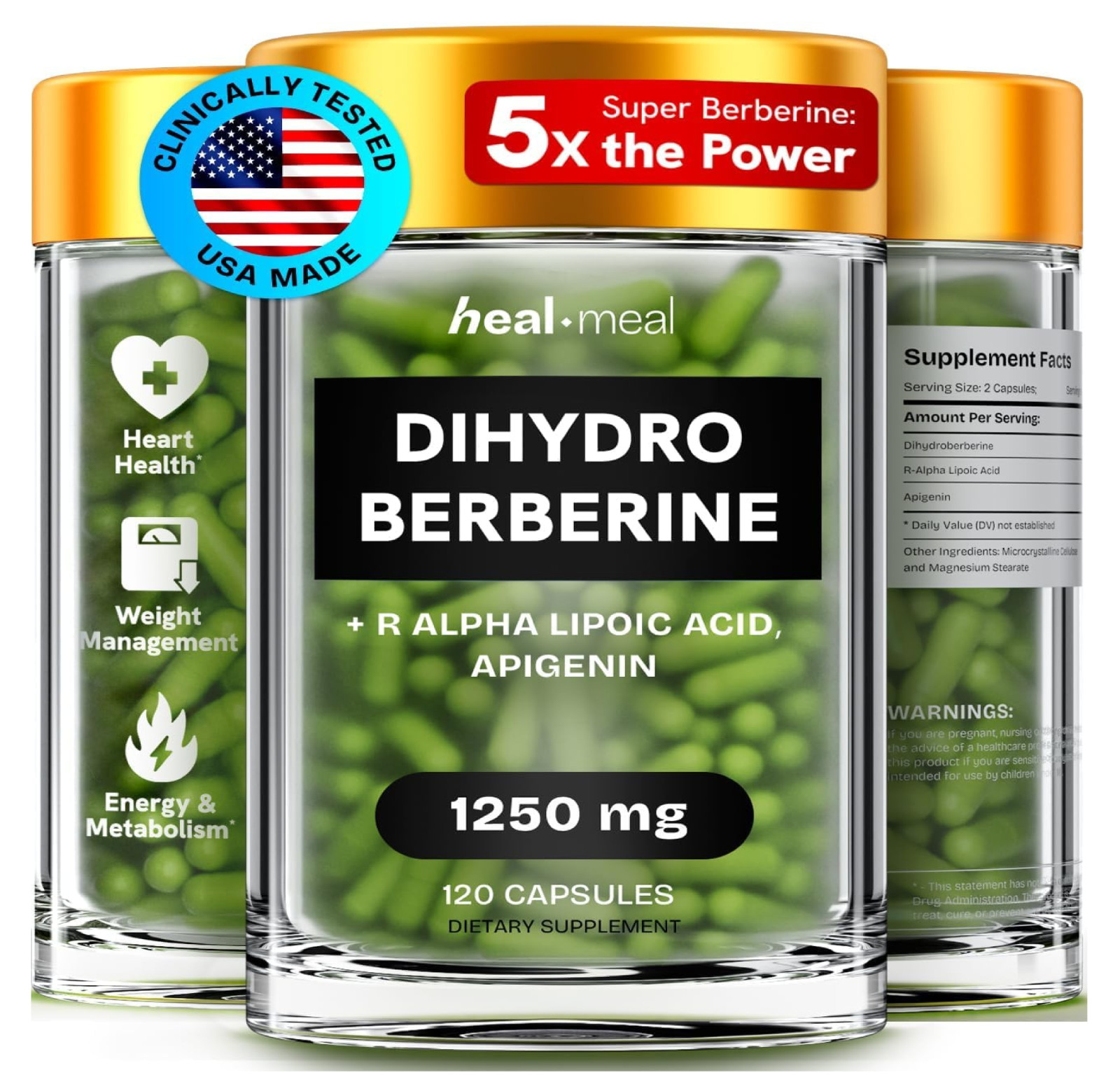 Dihydro Berberine with Ceylon Cinnamon 1,250 mg 120 Caps Heart Health & Immune
