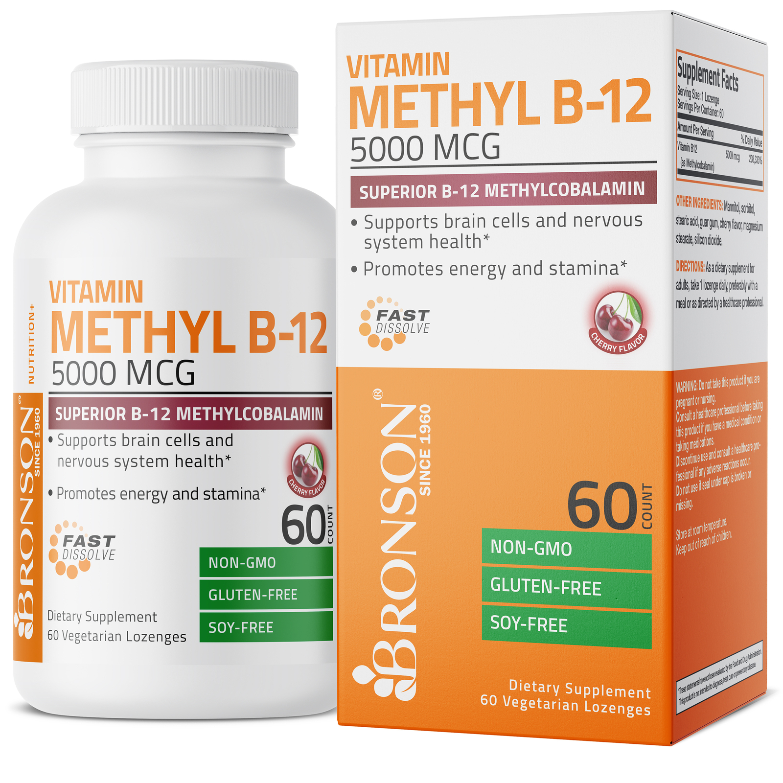 Vitamin Methyl B-12 5000mcg Superior B-12 Methylcobalamin, 60 Lozenges