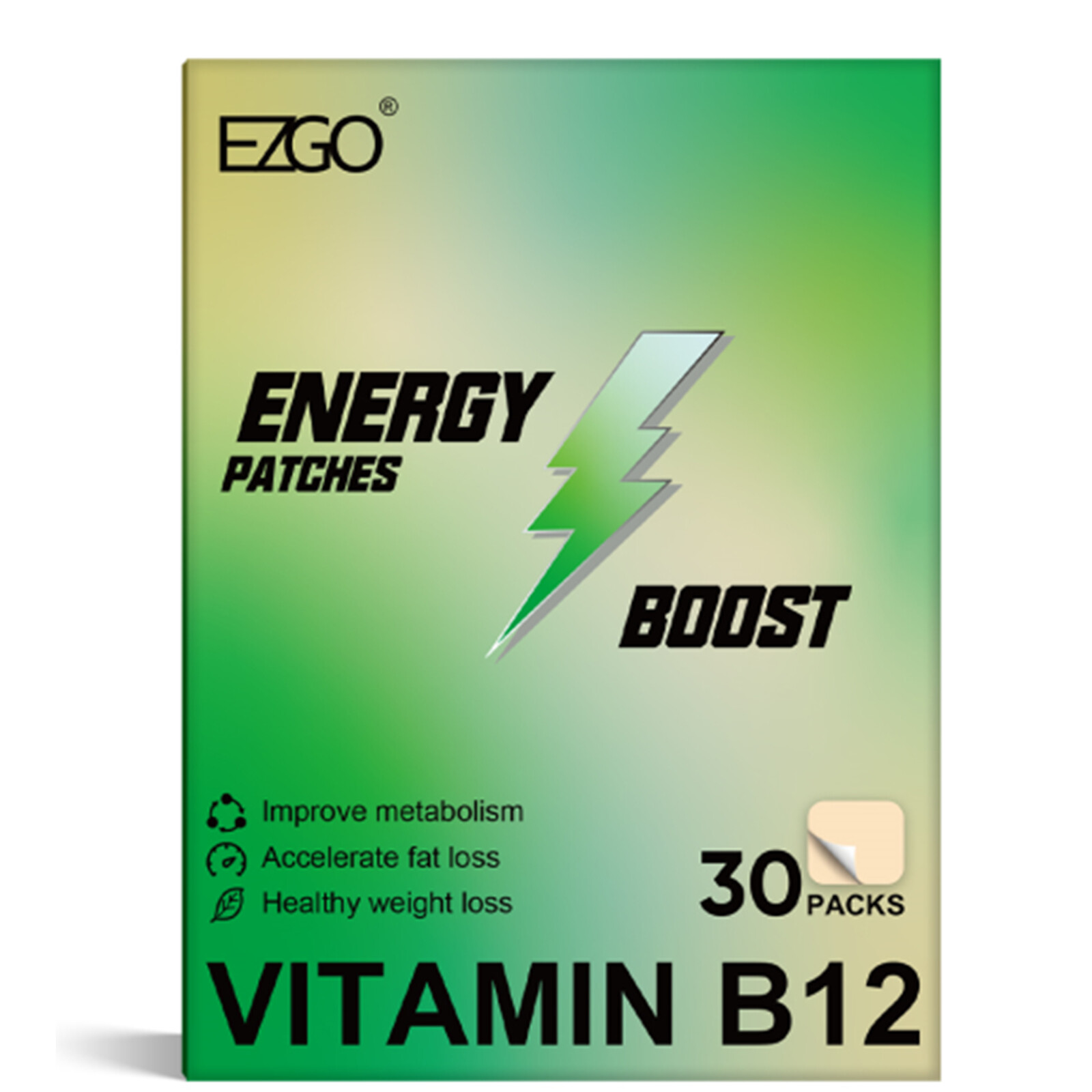 30 day Supply Vitamin B12 Patches B-12 Complex Energy Boost Patch Fitness 500mcg