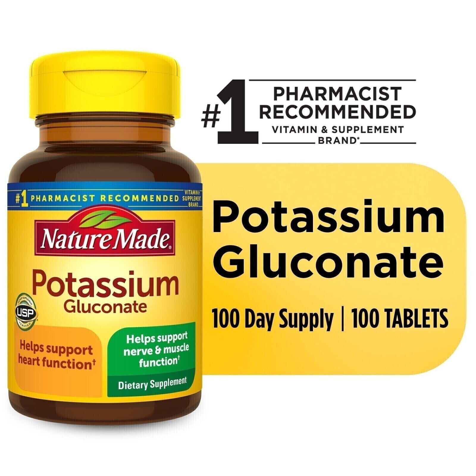 Potassium 550mg 100 Tablets Gluten Free Exp. 11/2026 #1 Recommended Heart Muscle