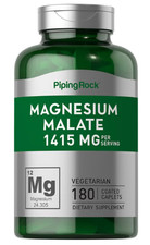 Magnesium Malate | 1415mg | 180 Caplets | Non-GMO Supplement | by Piping Rock