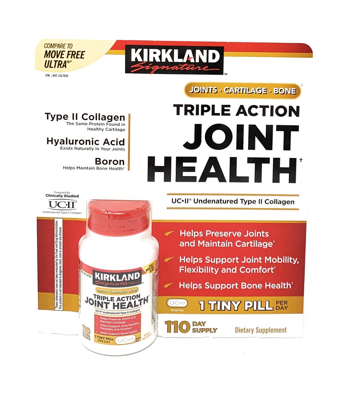 Kirkland Signature Triple Action Joint Health 110 Coated Tablets,Exp:05/2028