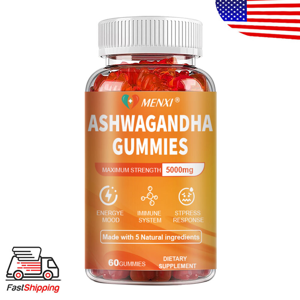 Organic Ashwagandha 5000mg High Quality Dietary Supplement, 60 Vegan Gummies