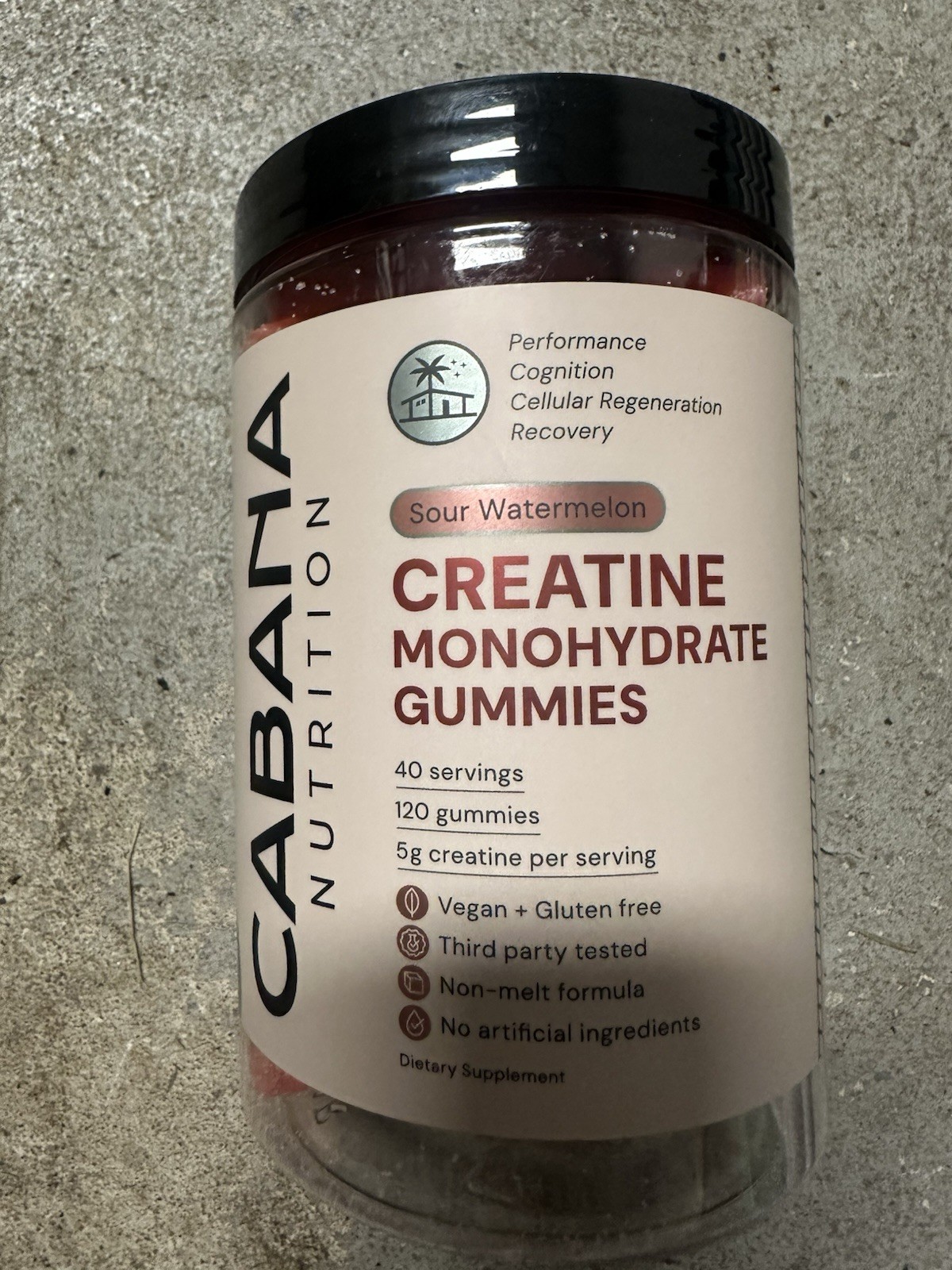 Creatine Monohydrate Gummies Cabana Nutrition Sour Watermelon NEW Vegan