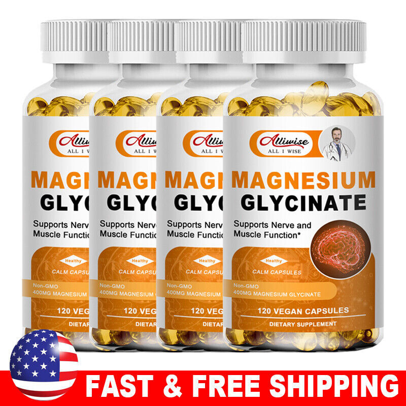 400MG Magnesium Glycinate High Absorption,Improved Sleep,Stress & Anxiety Relief