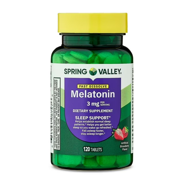 NEW Spring Valley Fast-Dissolve Melatonin Dietary Supplement, 3 mg, 120 count