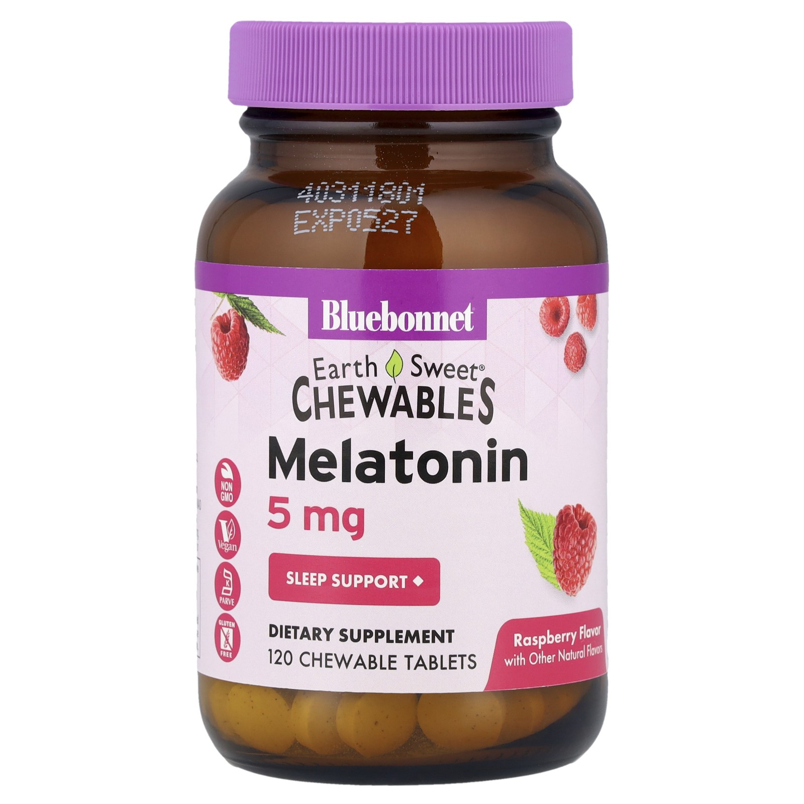 Earth Sweet® Chewables, Melatonin, Raspberry, 5 mg, 120 Chewable Tablets