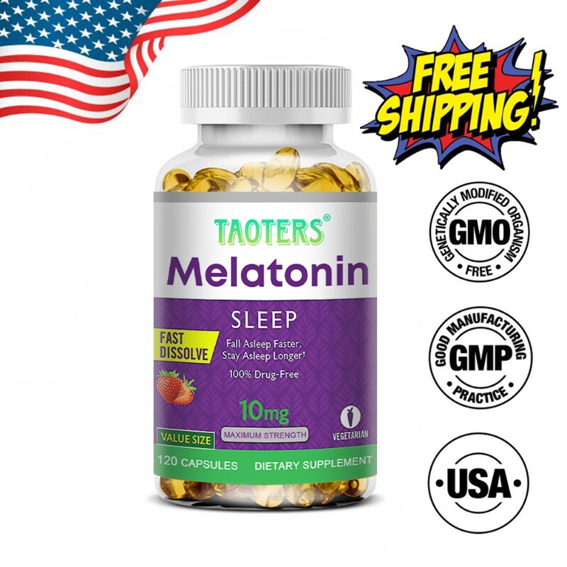 Melatonin 10 Mg, 30/60/120 Capsules – 10 Mg Per Serving, Non-GMO, Free Shipping