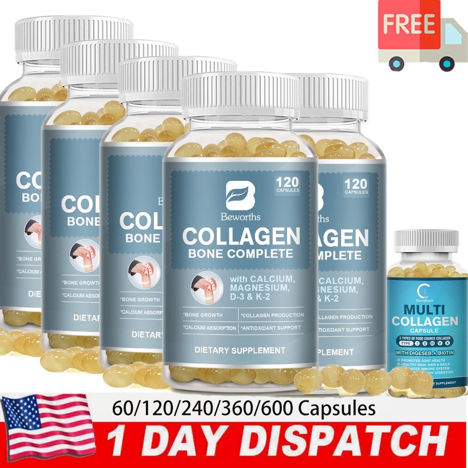 1-5xCollagen Bone with Calcium &Magnesium Vitamin C& D3 for Bones Joints