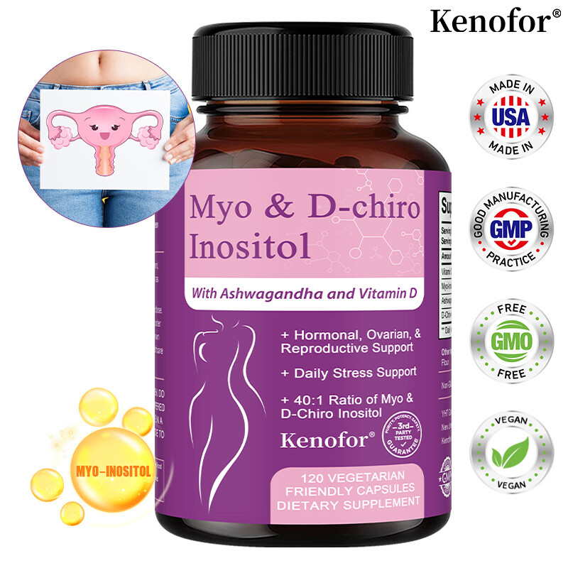 Myo-Inositol & D-Chiro Inositol Supplement Hormonal Balance Support 120 Capsules