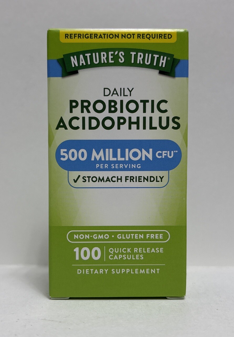 Nature’s Truth Probiotic Acidophilus 500 Million CFUs-100 Capsules-Exp 1/26