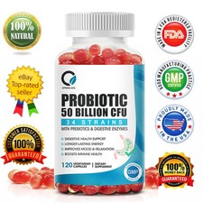 Probiotics 50 Billion CFU-34 Strains Prebiotics Digestive Enzymes, Gut Health