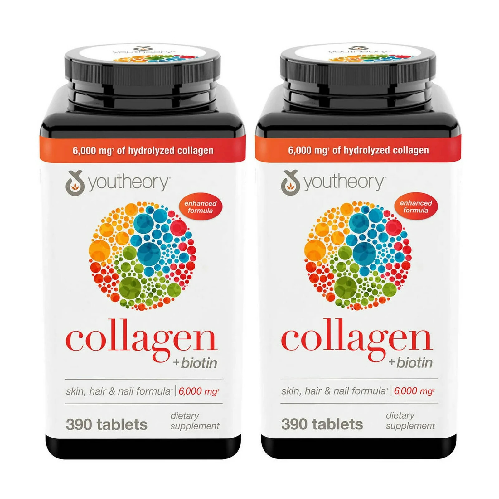 2 x Youtheory Collagen Plus Biotin 390 Tablets Skin Hair and Nails exp 05/27