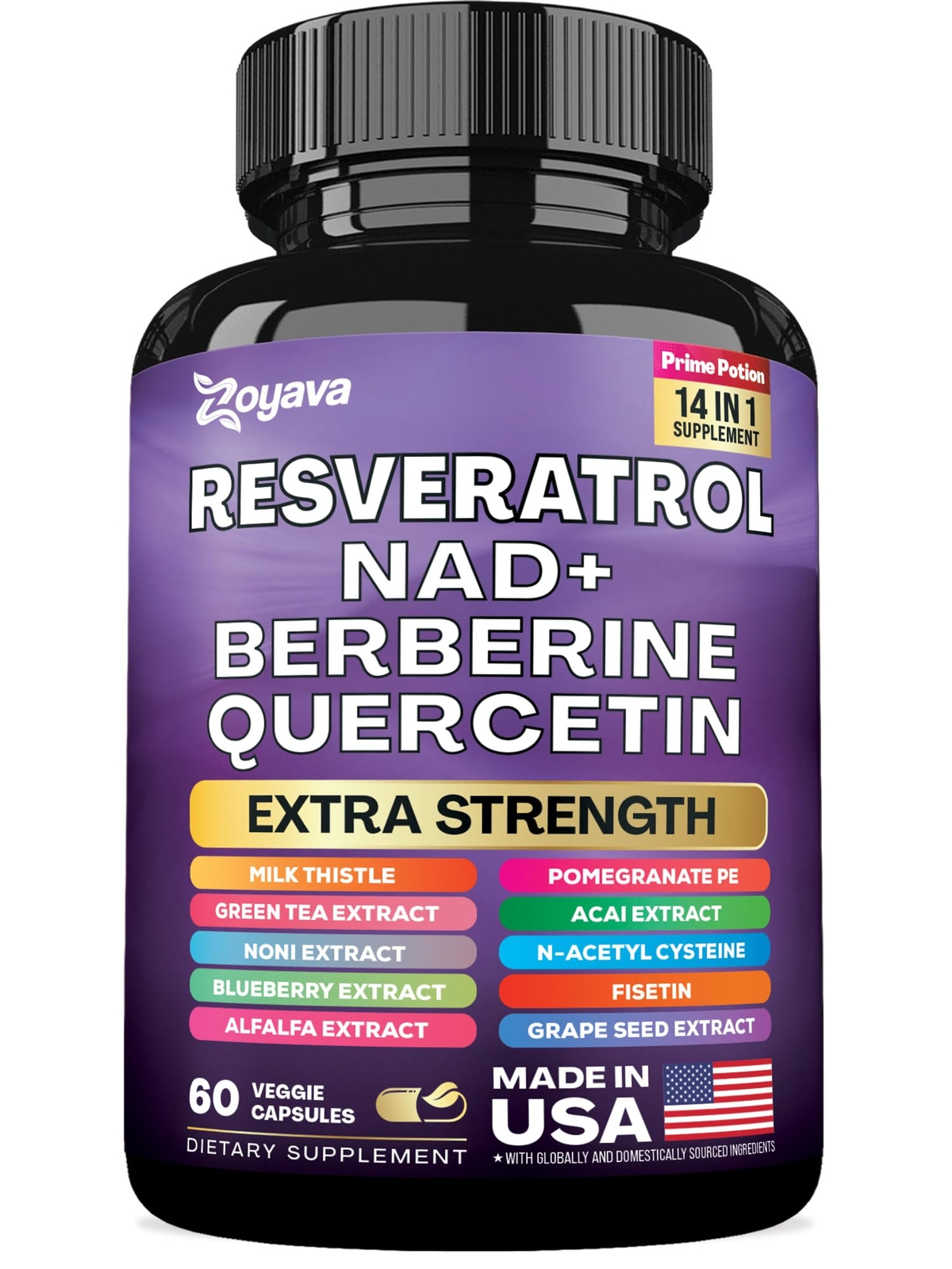 Resveratrol Supplement 12600mg NAD+ 100mg Milk Thistle 900mg Berberine 4000mg…