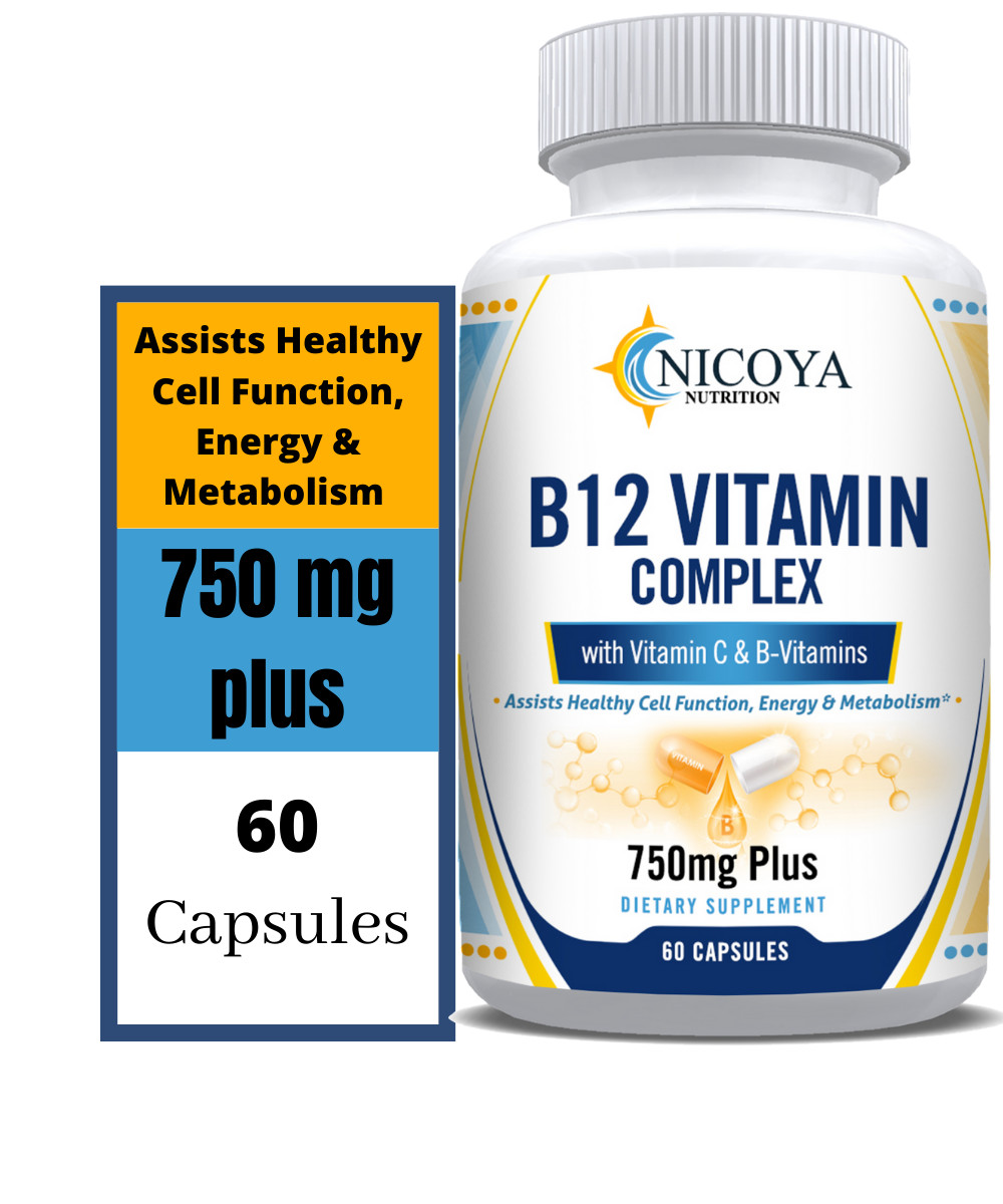 B-12 Complex 750MG | VIT: B1, B2, B3, B5, B6, B8 & B12, Energy & Nervous System!