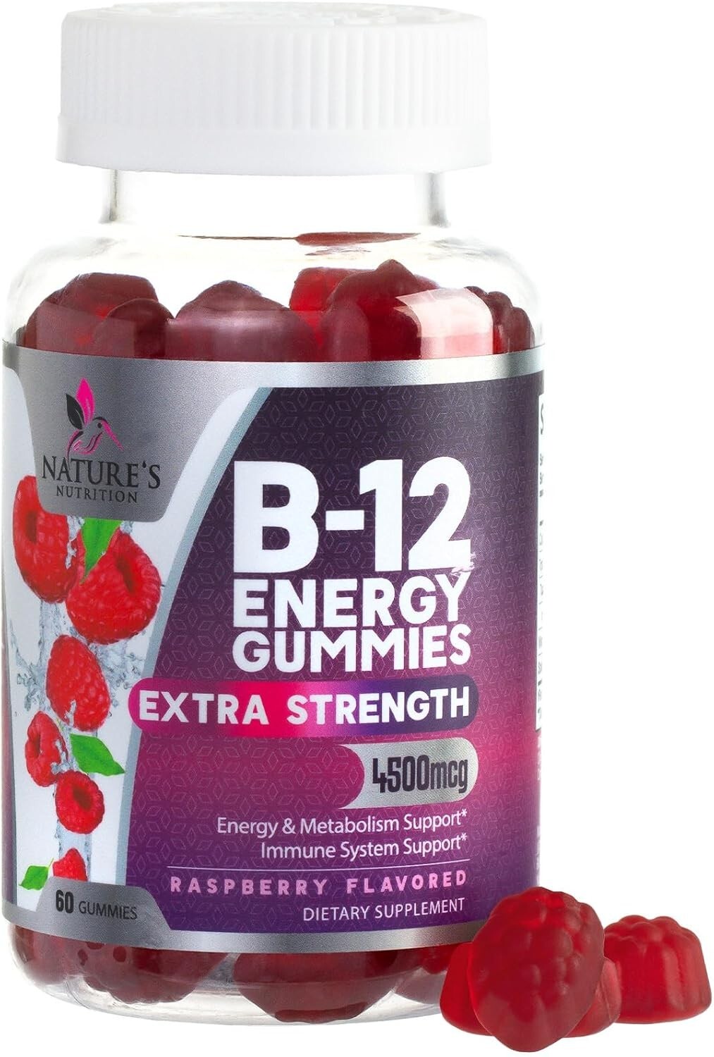 Vitamin B12 Energy Gummies – Extra Strength 4500mcg Chewable for Energy, Metabol
