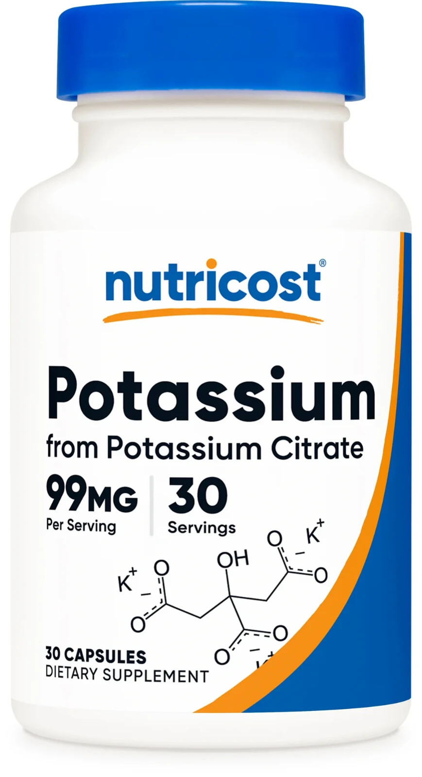 Nutricost Potassium Citrate 99mg, 30caps 30servings – GF & Non-GMO – EXP 08/2027