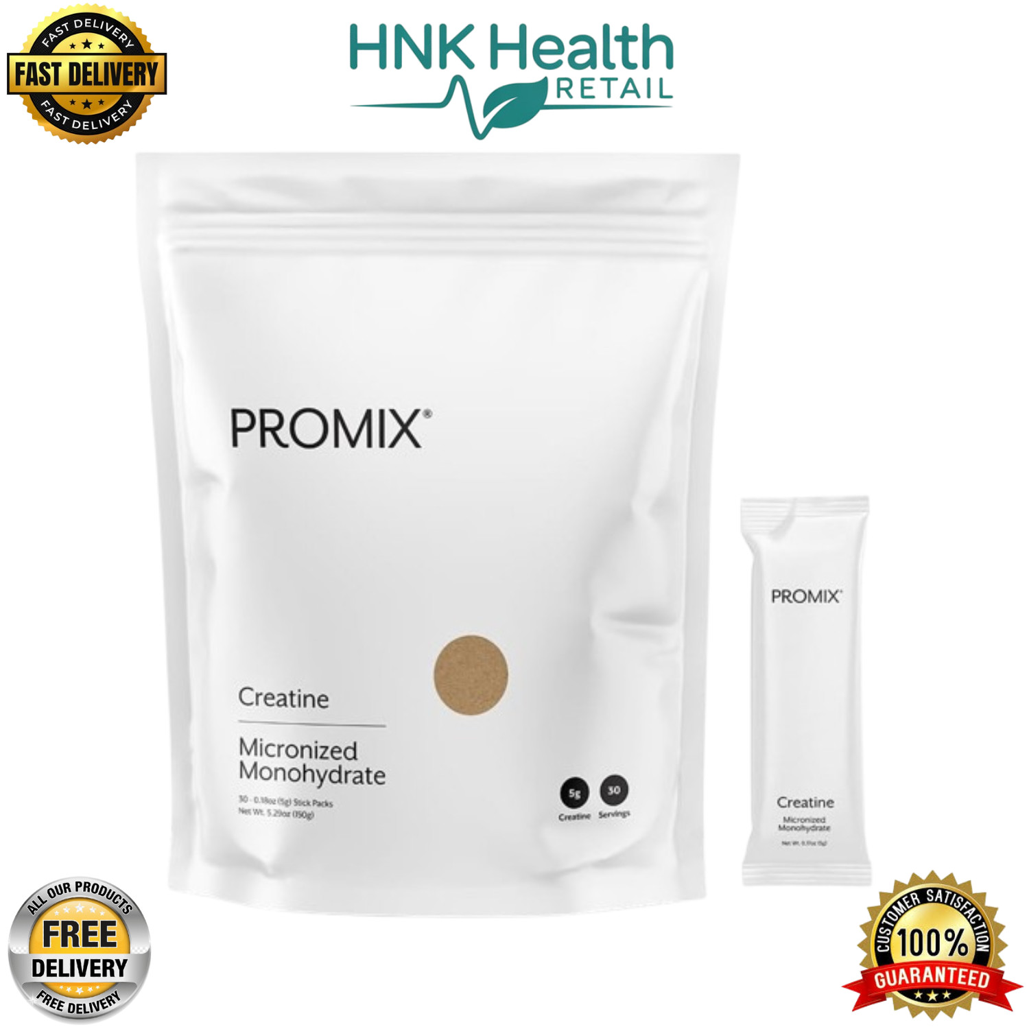 ProMix Nutrition Creatine Monohydrate Travel Packs, Muscle Growth – 30 Servings