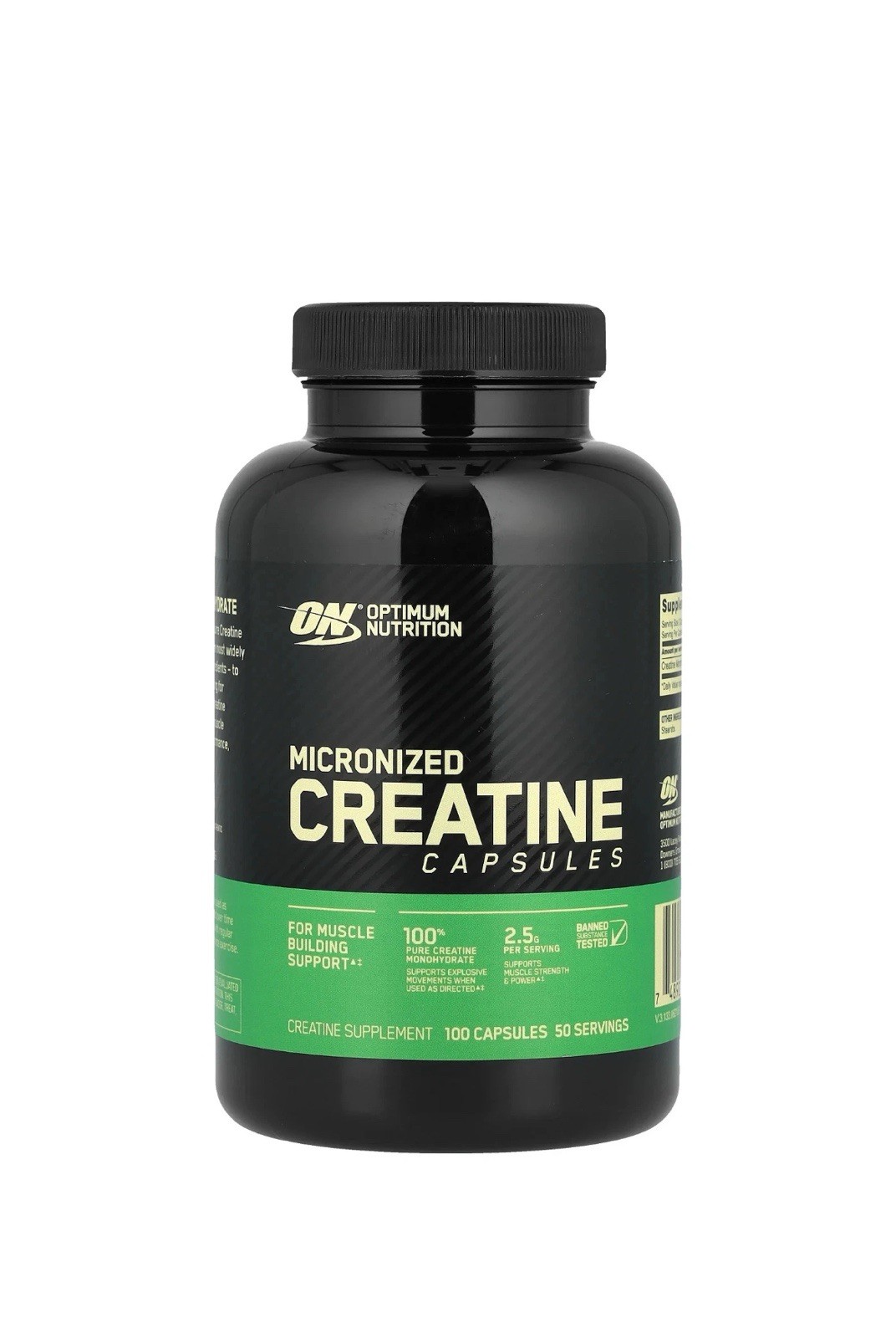 Micronized Creatine Capsules, 100 Capsules (1.25 g per Capsule ) EXP 7/26